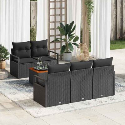 vidaXL Gartensofa-set mit Speicher 6 pcs Schwarz Poly-Rattan - Schwarz vidaXL Gartensofa-set mit Speicher 6 pcs Schwarz Poly-Rattan - Schwarz