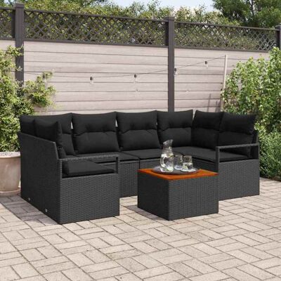 vidaXL Gartensofa-set mit Speicher 7 pcs Schwarz Poly-Rattan - Schwarz vidaXL Gartensofa-set mit Speicher 7 pcs Schwarz Poly-Rattan - Schwarz