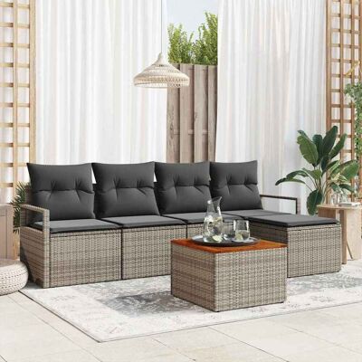 vidaXL Gartensofa-set mit Speicher 6 pcs Grau Poly-Rattan - Grau vidaXL Gartensofa-set mit Speicher 6 pcs Grau Poly-Rattan - Grau