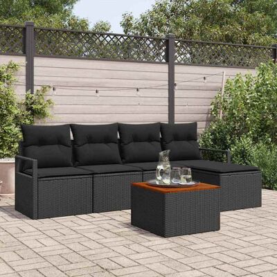vidaXL Gartensofa-set mit Speicher 6 pcs Schwarz Poly-Rattan - Schwarz vidaXL Gartensofa-set mit Speicher 6 pcs Schwarz Poly-Rattan - Schwarz