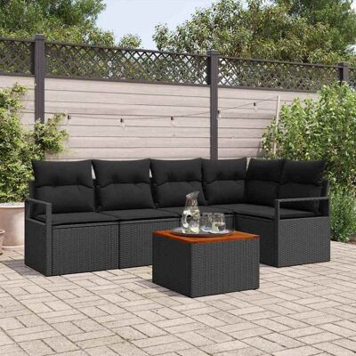 vidaXL Gartensofa-set mit Speicher 6 pcs Schwarz Poly-Rattan - Schwarz vidaXL Gartensofa-set mit Speicher 6 pcs Schwarz Poly-Rattan - Schwarz
