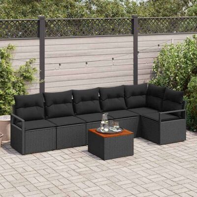 vidaXL Gartensofa-set mit Speicher 7 pcs Schwarz Poly-Rattan - Schwarz vidaXL Gartensofa-set mit Speicher 7 pcs Schwarz Poly-Rattan - Schwarz