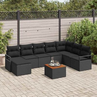 vidaXL Gartensofa-set mit Speicher 9 pcs Schwarz Poly-Rattan - Schwarz vidaXL Gartensofa-set mit Speicher 9 pcs Schwarz Poly-Rattan - Schwarz