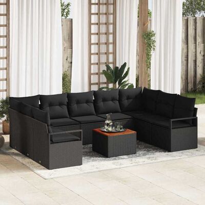 vidaXL Gartensofa-set mit Speicher 10 pcs Schwarz Poly-Rattan - Schwarz vidaXL Gartensofa-set mit Speicher 10 pcs Schwarz Poly-Rattan - Schwarz