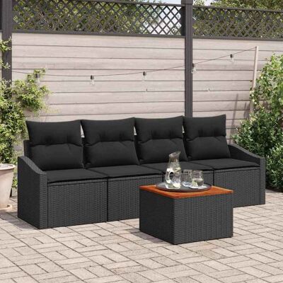 vidaXL Gartensofa-set mit Speicher 5 pcs Schwarz Poly-Rattan - Schwarz vidaXL Gartensofa-set mit Speicher 5 pcs Schwarz Poly-Rattan - Schwarz