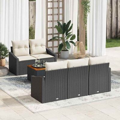 vidaXL Gartensofa-set mit Speicher 6 pcs Schwarz und Creme Poly-Rattan - Schwarz vidaXL Gartensofa-set mit Speicher 6 pcs Schwarz und Creme Poly-Rattan - Schwarz
