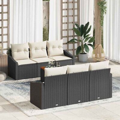 vidaXL Gartensofa-set mit Speicher 7 pcs Schwarz und Creme Poly-Rattan - Schwarz vidaXL Gartensofa-set mit Speicher 7 pcs Schwarz und Creme Poly-Rattan - Schwarz