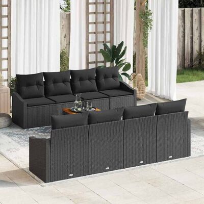 vidaXL Gartensofa-set mit Speicher 9 pcs Schwarz Poly-Rattan - Schwarz vidaXL Gartensofa-set mit Speicher 9 pcs Schwarz Poly-Rattan - Schwarz