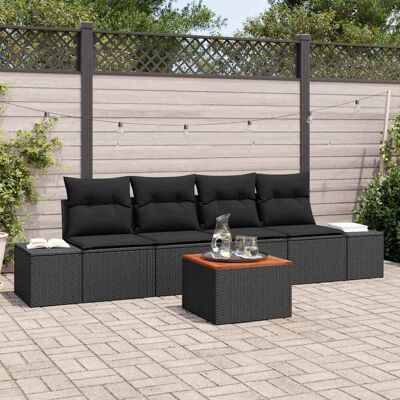 vidaXL Gartensofa-set mit Speicher 5 pcs Schwarz Poly-Rattan - Schwarz vidaXL Gartensofa-set mit Speicher 5 pcs Schwarz Poly-Rattan - Schwarz