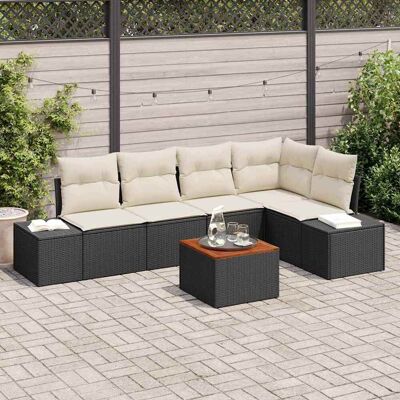 vidaXL Gartensofa-set mit Speicher 6 pcs Schwarz und Creme Poly-Rattan - Schwarz vidaXL Gartensofa-set mit Speicher 6 pcs Schwarz und Creme Poly-Rattan - Schwarz