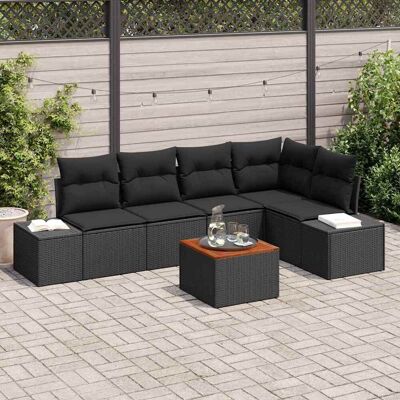 vidaXL Gartensofa-set mit Speicher 6 pcs Schwarz Poly-Rattan - Schwarz vidaXL Gartensofa-set mit Speicher 6 pcs Schwarz Poly-Rattan - Schwarz