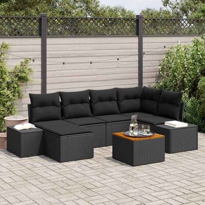 vidaXL Garten-Sofa-Set 7 pcs Schwarz - Schwarz vidaXL Garten-Sofa-Set 7 pcs Schwarz - Schwarz