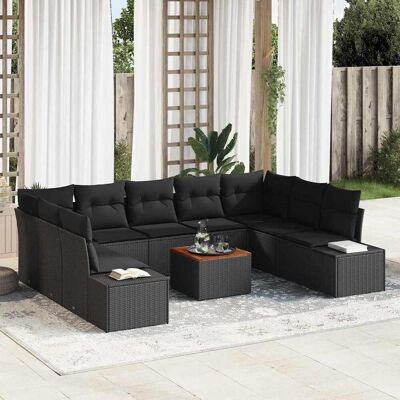 vidaXL Garten-Sofa-Set mit Speicher 10 pcs Schwarz - Schwarz vidaXL Garten-Sofa-Set mit Speicher 10 pcs Schwarz - Schwarz