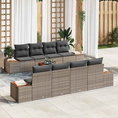 vidaXL Garten-Sofa-Set mit Speicher 9 pcs Grau Poly Rattan - Grau vidaXL Garten-Sofa-Set mit Speicher 9 pcs Grau Poly Rattan - Grau