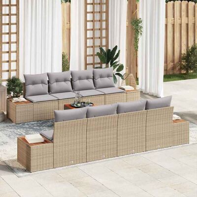 vidaXL Garten-Sofa-Set mit Speicher 9 pcs Beige Poly Rattan - Beige vidaXL Garten-Sofa-Set mit Speicher 9 pcs Beige Poly Rattan - Beige