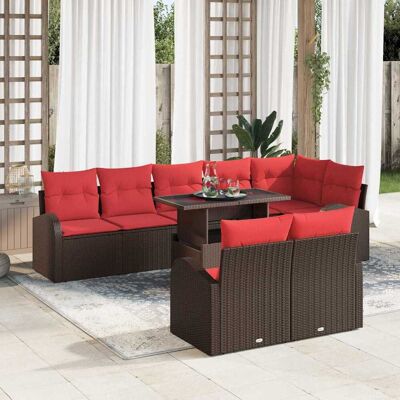 vidaXL Garten-Sofa-Set mit Speicher 9 pcs Braun Poly Rattan - Braun vidaXL Garten-Sofa-Set mit Speicher 9 pcs Braun Poly Rattan - Braun