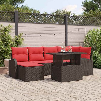 vidaXL Garten-Sofa-Set mit Speicher 7 pcs Braun Poly Rattan - Braun vidaXL Garten-Sofa-Set mit Speicher 7 pcs Braun Poly Rattan - Braun