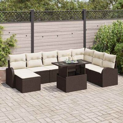 vidaXL Garten-Sofa-Set mit Speicher 9 pcs Braun Poly Rattan - Braun vidaXL Garten-Sofa-Set mit Speicher 9 pcs Braun Poly Rattan - Braun
