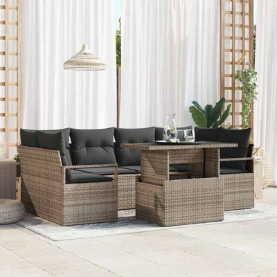 vidaXL Garten-Sofa-Set mit Speicher 7 pcs Grau Poly Rattan - Grau vidaXL Garten-Sofa-Set mit Speicher 7 pcs Grau Poly Rattan - Grau