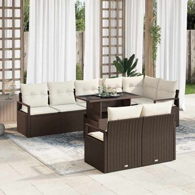 vidaXL Garten-Sofa-Set mit Speicher 9 pcs Braun Poly Rattan - Braun vidaXL Garten-Sofa-Set mit Speicher 9 pcs Braun Poly Rattan - Braun
