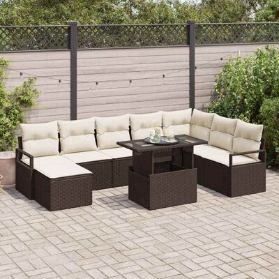 vidaXL Garten-Sofa-Set mit Speicher 9 pcs Braun Poly Rattan - Braun vidaXL Garten-Sofa-Set mit Speicher 9 pcs Braun Poly Rattan - Braun