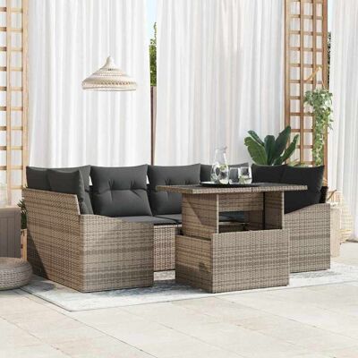 vidaXL Garten-Sofa-Set mit Speicher 7 pcs Grau Poly Rattan - Schwarz vidaXL Garten-Sofa-Set mit Speicher 7 pcs Grau Poly Rattan - Schwarz