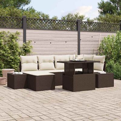 vidaXL Garten-Sofa-Set mit Speicher 7 pcs Braun Poly Rattan - Braun vidaXL Garten-Sofa-Set mit Speicher 7 pcs Braun Poly Rattan - Braun