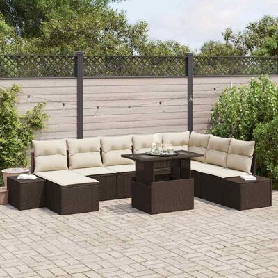 Home & Garden 9-teiliges braunes Rattan-Outdoor-Set - Gartenmöbel Home & Garden 9-teiliges braunes Rattan-Outdoor-Set - Gartenmöbel