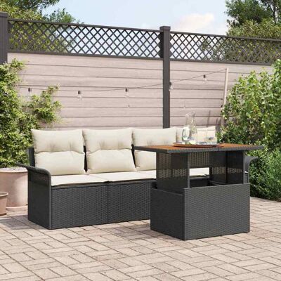 vidaXL Garten-Sofa-Set mit Speicher 5 pcs Schwarz Poly Rattan - Schwarz vidaXL Garten-Sofa-Set mit Speicher 5 pcs Schwarz Poly Rattan - Schwarz