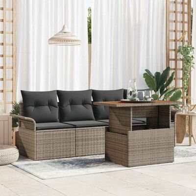 vidaXL Garten-Sofa-Set mit Speicher 5 pcs Grau Poly Rattan - Grau vidaXL Garten-Sofa-Set mit Speicher 5 pcs Grau Poly Rattan - Grau