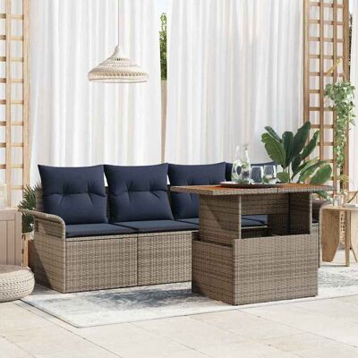 vidaXL Garten-Sofa-Set mit Speicher 5 pcs Grau Poly Rattan - Grau vidaXL Garten-Sofa-Set mit Speicher 5 pcs Grau Poly Rattan - Grau