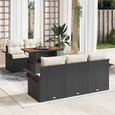 vidaXL Garten-Sofa-Set mit Speicher 6 pcs Schwarz Poly Rattan - Schwarz vidaXL Garten-Sofa-Set mit Speicher 6 pcs Schwarz Poly Rattan - Schwarz
