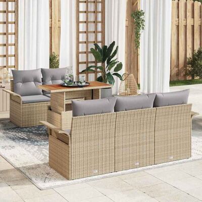 vidaXL Garten-Sofa-Set mit Speicher 6 pcs Beige Poly Rattan - Beige vidaXL Garten-Sofa-Set mit Speicher 6 pcs Beige Poly Rattan - Beige