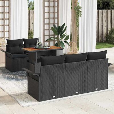 vidaXL Garten-Sofa-Set mit Speicher 6 pcs Schwarz Poly Rattan - Schwarz vidaXL Garten-Sofa-Set mit Speicher 6 pcs Schwarz Poly Rattan - Schwarz