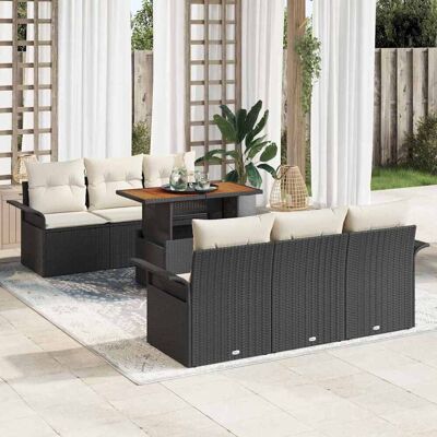 vidaXL Garten-Sofa-Set mit Speicher 7 pcs Schwarz Poly Rattan - Schwarz vidaXL Garten-Sofa-Set mit Speicher 7 pcs Schwarz Poly Rattan - Schwarz