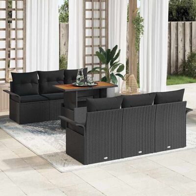 vidaXL Garten-Sofa-Set mit Speicher 7 pcs Schwarz Poly Rattan - Schwarz vidaXL Garten-Sofa-Set mit Speicher 7 pcs Schwarz Poly Rattan - Schwarz