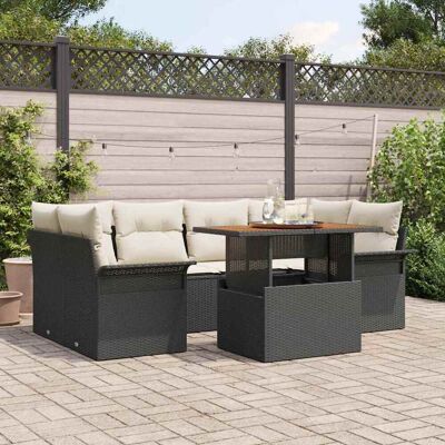 vidaXL Garten-Sofa-Set mit Speicher 7 pcs Schwarz Poly Rattan - Schwarz vidaXL Garten-Sofa-Set mit Speicher 7 pcs Schwarz Poly Rattan - Schwarz