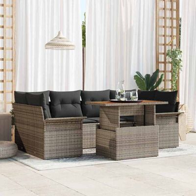 vidaXL Garten-Sofa-Set mit Speicher 7 pcs Grau Poly Rattan - Grau vidaXL Garten-Sofa-Set mit Speicher 7 pcs Grau Poly Rattan - Grau