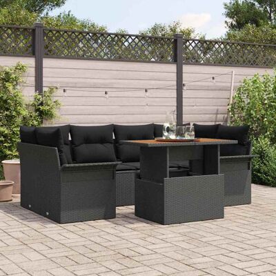 vidaXL Garten-Sofa-Set mit Speicher 7 pcs Schwarz Poly Rattan - Schwarz vidaXL Garten-Sofa-Set mit Speicher 7 pcs Schwarz Poly Rattan - Schwarz