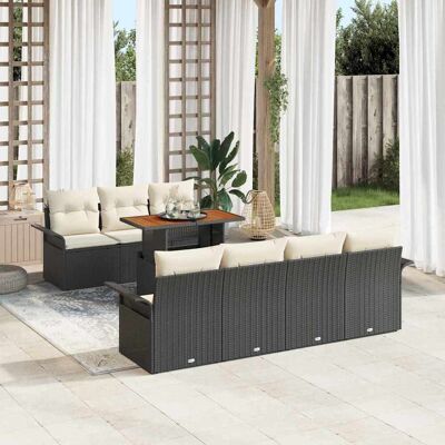 vidaXL Garten-Sofa-Set mit Speicher 8 pcs Schwarz Poly Rattan - Schwarz vidaXL Garten-Sofa-Set mit Speicher 8 pcs Schwarz Poly Rattan - Schwarz