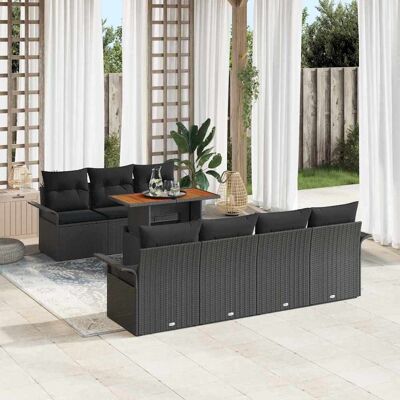 vidaXL Garten-Sofa-Set mit Speicher 8 pcs Schwarz Poly Rattan - Schwarz vidaXL Garten-Sofa-Set mit Speicher 8 pcs Schwarz Poly Rattan - Schwarz