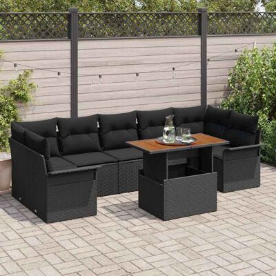 vidaXL Garten-Sofa-Set mit Speicher 8 pcs Schwarz Poly Rattan - Schwarz vidaXL Garten-Sofa-Set mit Speicher 8 pcs Schwarz Poly Rattan - Schwarz