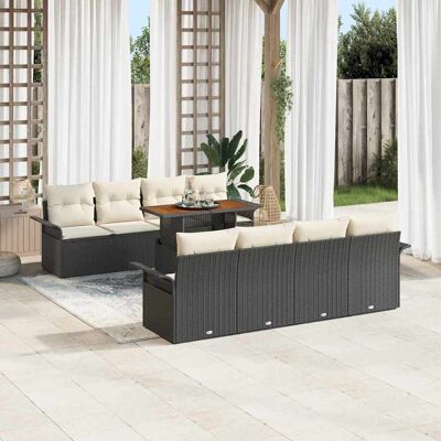 vidaXL Garten-Sofa-Set mit Speicher 9 pcs Schwarz Poly Rattan - Schwarz vidaXL Garten-Sofa-Set mit Speicher 9 pcs Schwarz Poly Rattan - Schwarz