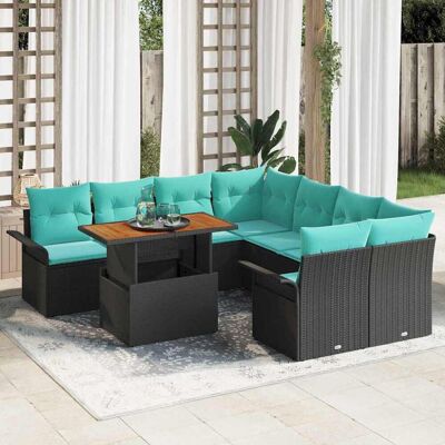 vidaXL Garten-Sofa-Set mit Speicher 9 pcs Schwarz Poly Rattan - Schwarz vidaXL Garten-Sofa-Set mit Speicher 9 pcs Schwarz Poly Rattan - Schwarz