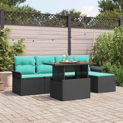 vidaXL Garten-Sofa-Set mit Speicher 6 pcs Schwarz Poly Rattan - Schwarz vidaXL Garten-Sofa-Set mit Speicher 6 pcs Schwarz Poly Rattan - Schwarz