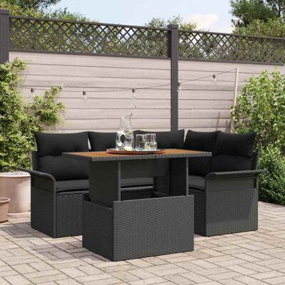vidaXL Garten-Sofa-Set mit Speicher 5 pcs Schwarz Poly Rattan - Schwarz vidaXL Garten-Sofa-Set mit Speicher 5 pcs Schwarz Poly Rattan - Schwarz