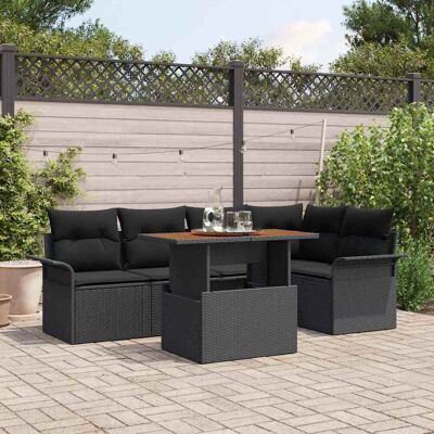 vidaXL Garten-Sofa-Set mit Speicher 6 pcs Schwarz Poly Rattan - Schwarz vidaXL Garten-Sofa-Set mit Speicher 6 pcs Schwarz Poly Rattan - Schwarz