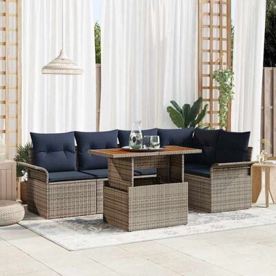 vidaXL Garten-Sofa-Set mit Speicher 6 pcs Grau Poly Rattan - Grau vidaXL Garten-Sofa-Set mit Speicher 6 pcs Grau Poly Rattan - Grau