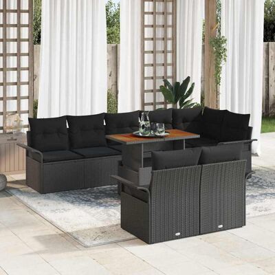 vidaXL Garten-Sofa-Set mit Speicher 9 pcs Schwarz Poly Rattan - Schwarz vidaXL Garten-Sofa-Set mit Speicher 9 pcs Schwarz Poly Rattan - Schwarz