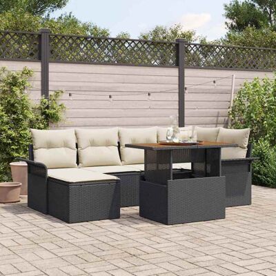vidaXL Garten-Sofa-Set mit Speicher 7 pcs Schwarz Poly Rattan - Schwarz vidaXL Garten-Sofa-Set mit Speicher 7 pcs Schwarz Poly Rattan - Schwarz